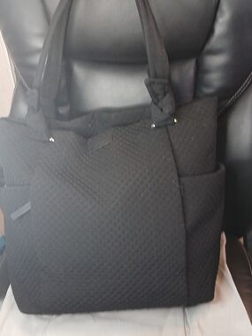 Vera Bradley Quilted Black Tote Bag with Side Pockets